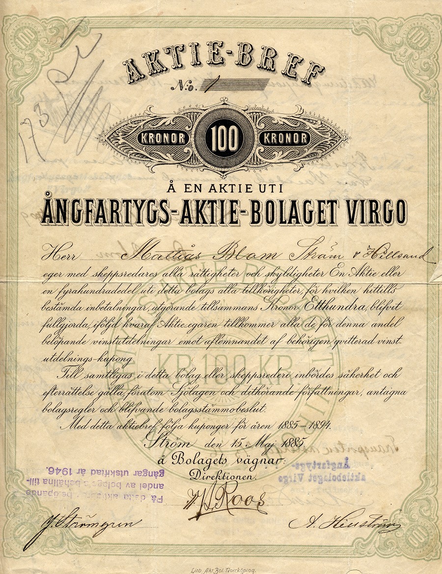 Aktiebrev Virgo